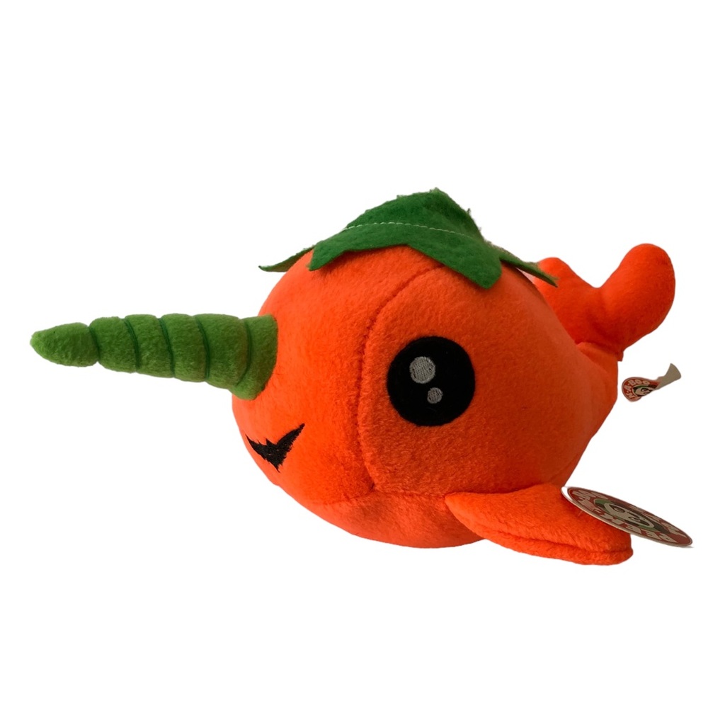 Peek-A-Boo Toys Orange Pumpkin Narwhal Halloween Stuffed Animal Plush 12"
